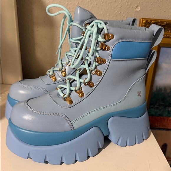 koi Shoes - Koi Light Blue Lace Up Platform Boots